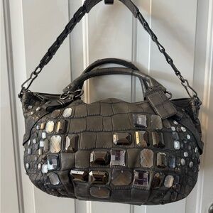 Coach Crocodile shoulder bag with gemstone embellishments. RARE